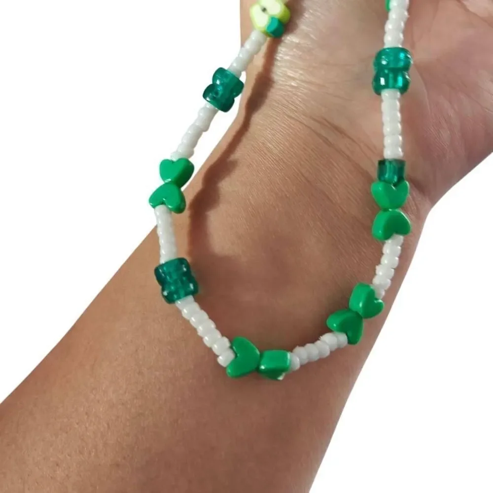 Handmade Apple Green Beaded Phone Strap